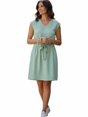 Just...Taylor Mint Cap-Sleeve Tie-Waist Midi Dress